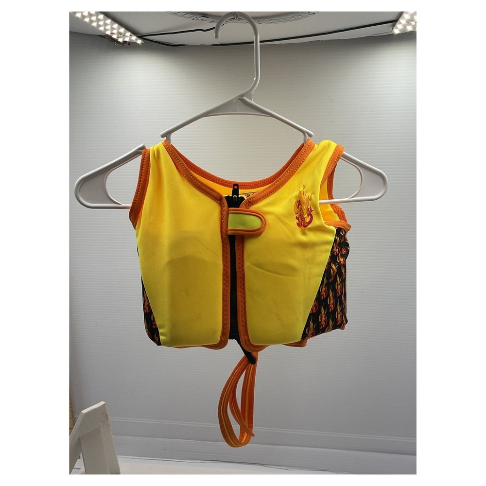 Surf Club Kids Swimming Aid Vest Yellow Flame Pattern